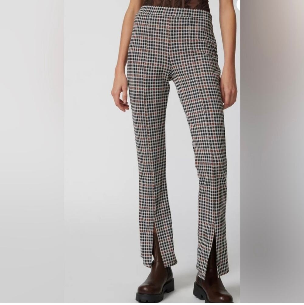 Urban Outfitters Urban Renewal Remnants Plaid Front Slit Flare Pants Size Medium